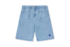 Pleated Denim Shorts